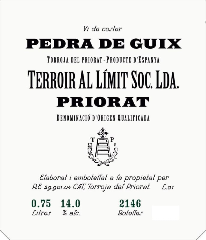 Terroir Al Limit Pedra de Guix 2012 Front Label