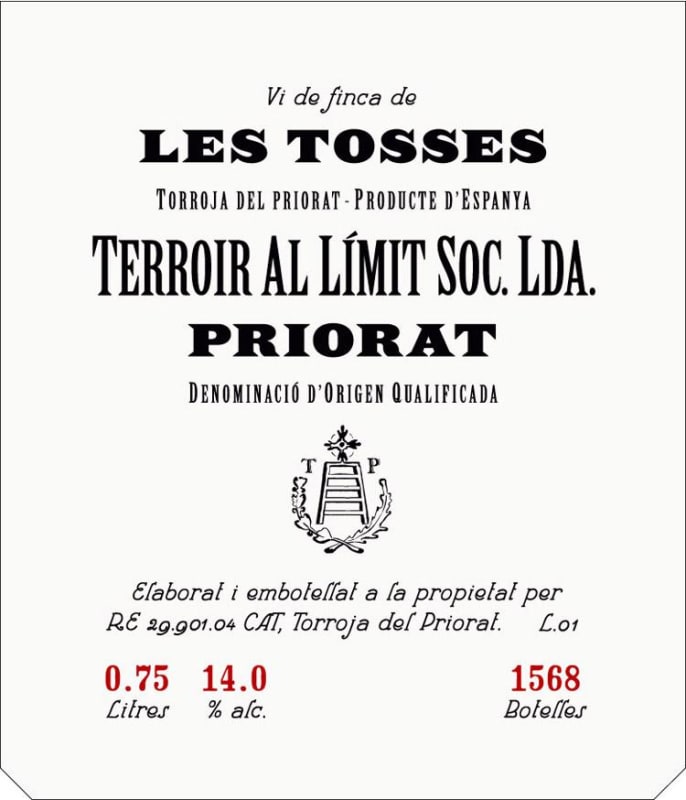 Terroir Al Limit Les Tosses 2011 Front Label