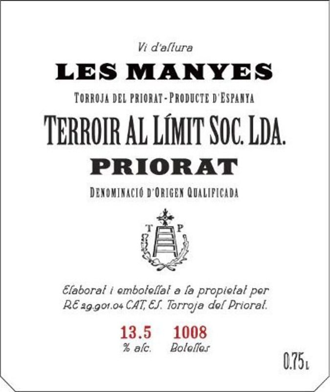 Terroir Al Limit Les Manyes 2013 Front Label