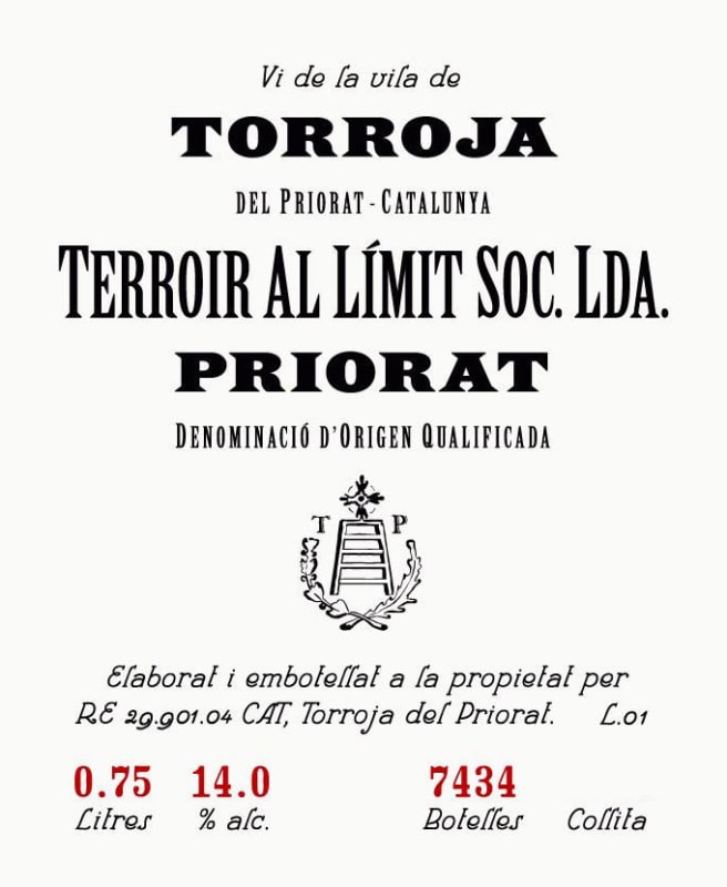 Terroir Al Limit Arbossar 2012 Front Label
