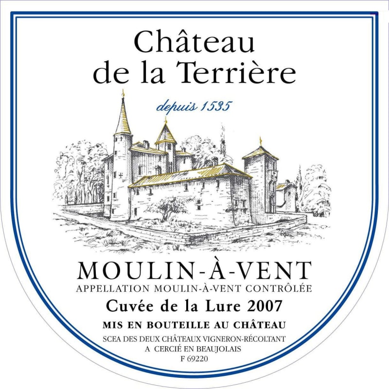 Terroirs et Talents Moulin-a-Vent Cuvee de la Lure 2007 Front Label