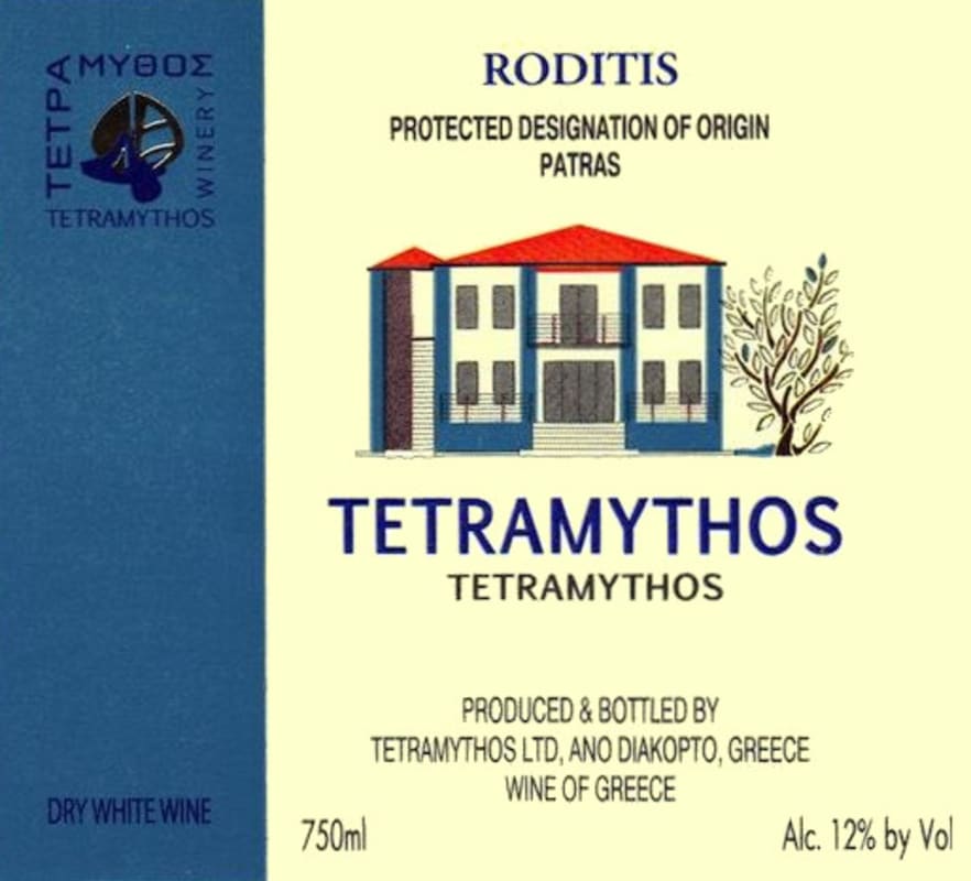 Tetramythos Wines Roditis 2014 Front Label