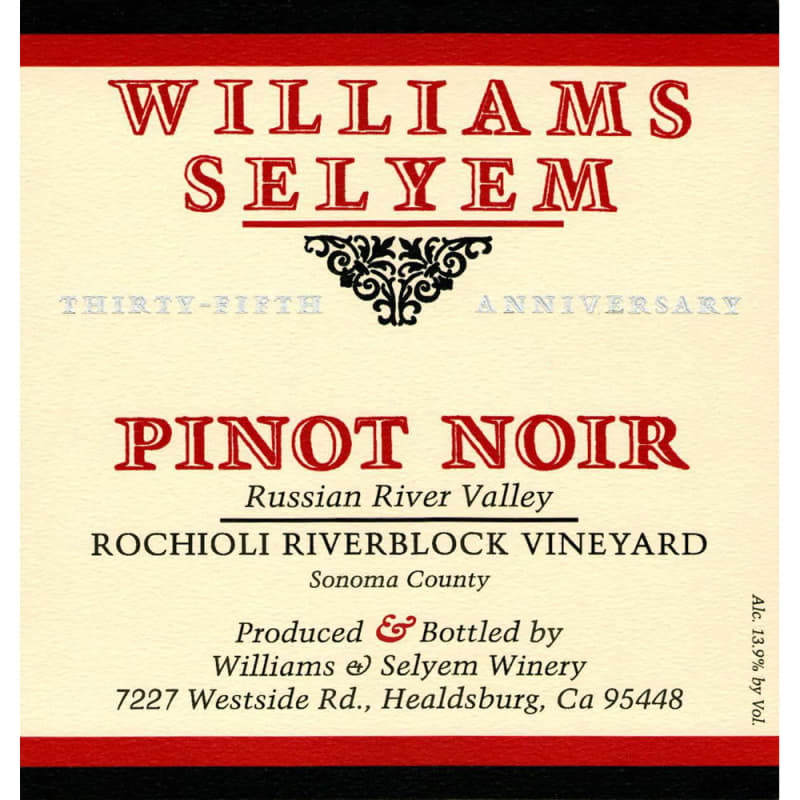 Williams Selyem Rochioli Riverblock Vineyard Pinot Noir 2002 Front Label