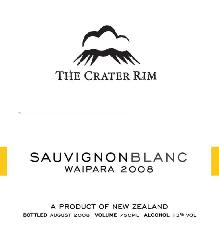 The Crater Rim Ltd Waipara Sauvignon Blanc 2008 Front Label