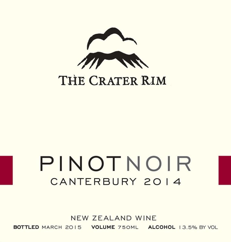 The Crater Rim Ltd Canterbury Pinot Noir 2014 Front Label