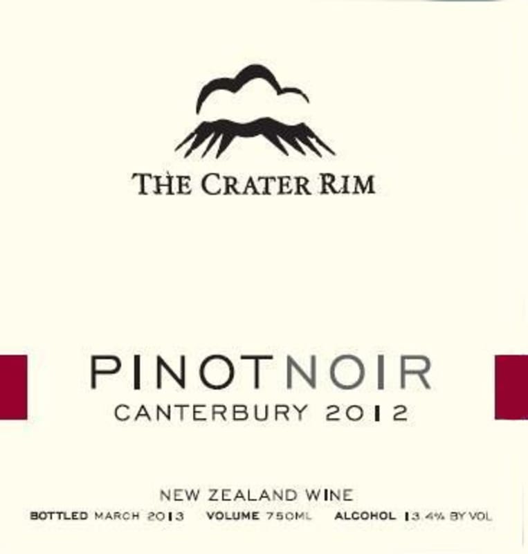 The Crater Rim Ltd Canterbury Pinot Noir 2012 Front Label
