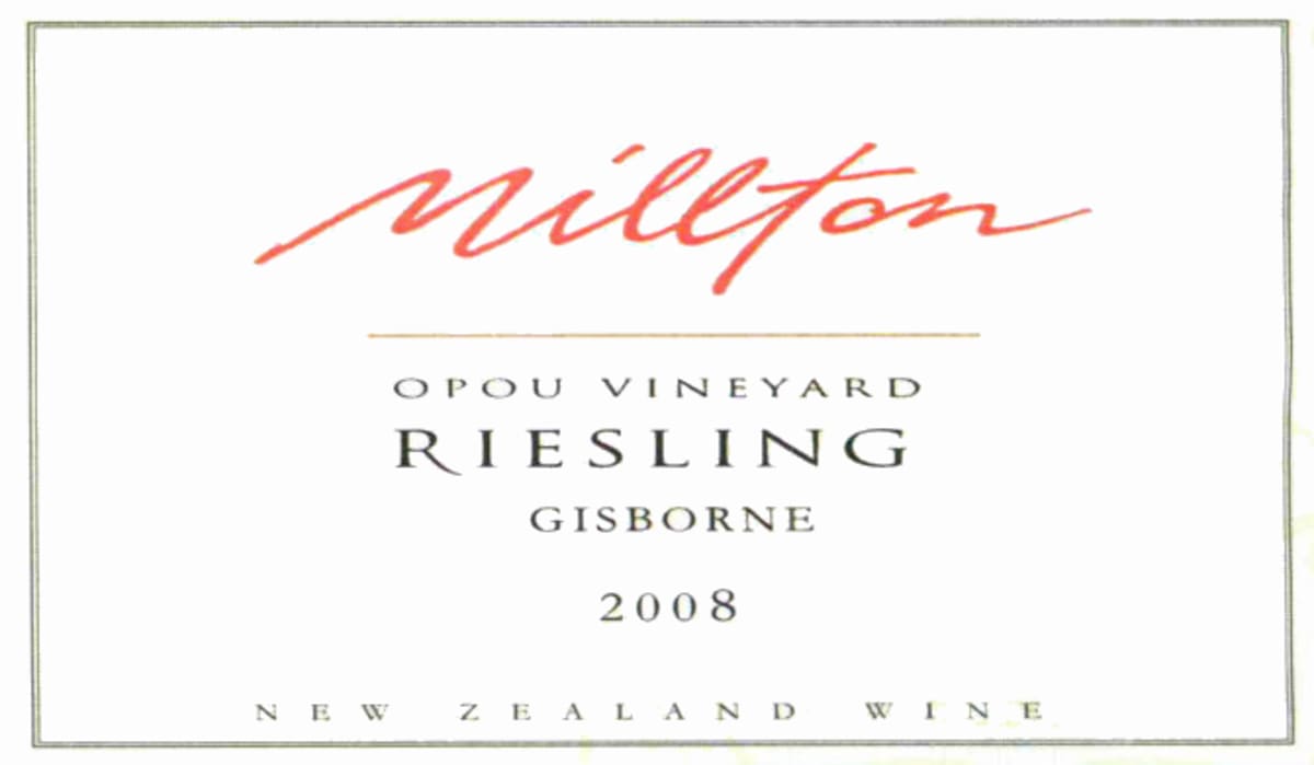 The Millton Vineyards Opou Vineyard Riesling 2008 Front Label