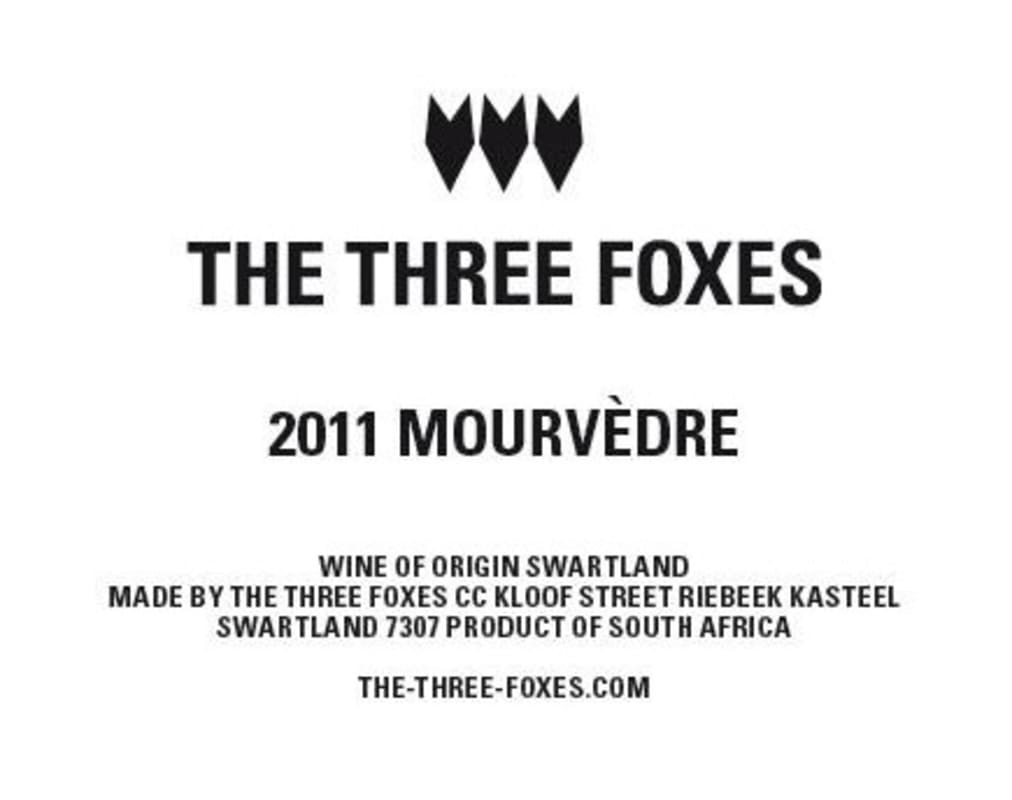 The Three Foxes Mourvedre 2011 Front Label