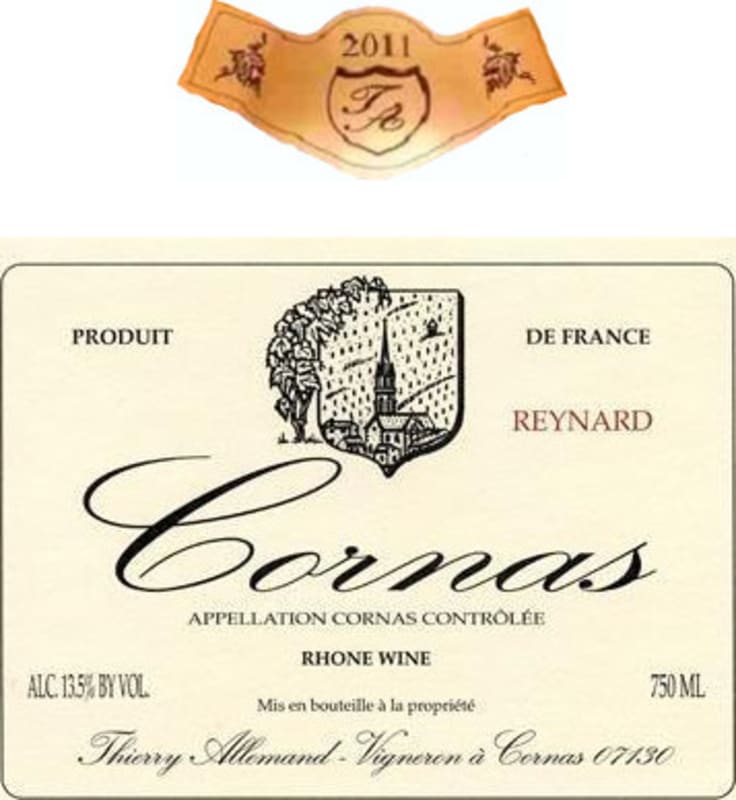 Thierry Allemand Cornas Reynard 2011 Front Label