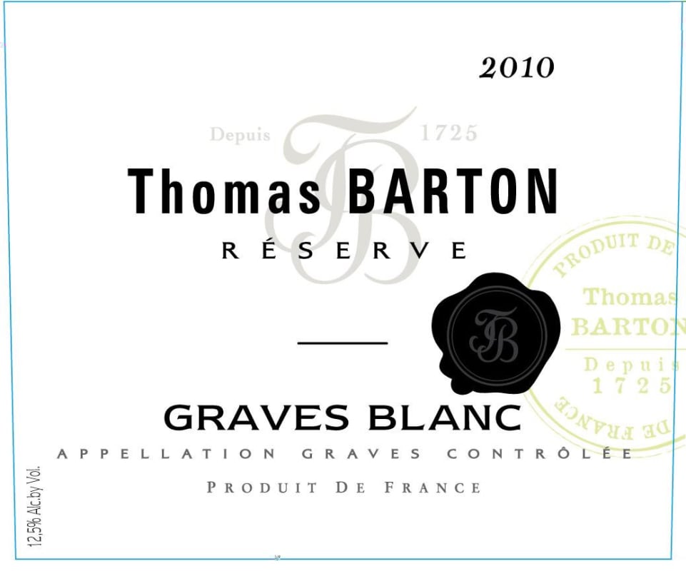 Thomas Barton Reserve Graves Reserve Blanc 2010 Front Label