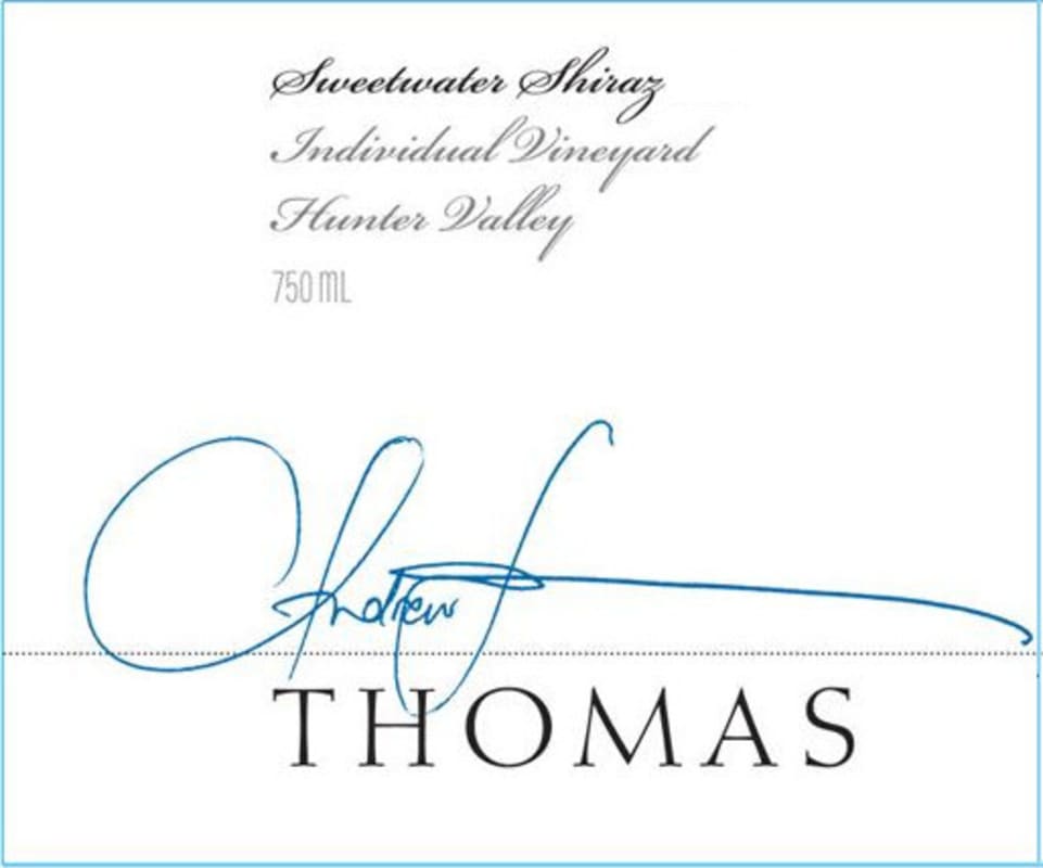 Thomas Wines Andrew Sweetwater Shiraz 2013 Front Label