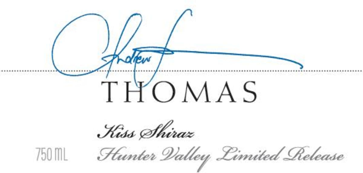 Thomas Wines Kiss Shiraz 2014 Front Label