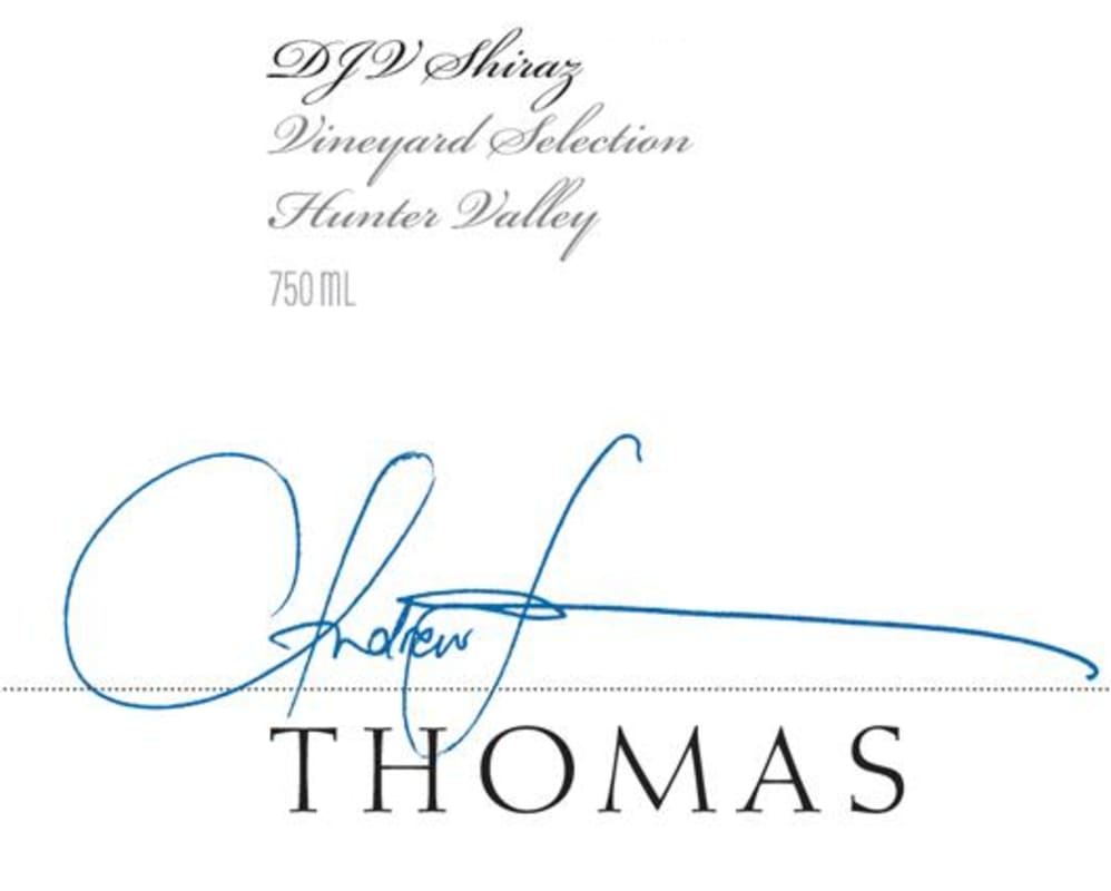 Thomas Wines DJV Vineyard Selection Shiraz 2013 Front Label