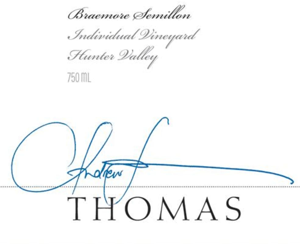Thomas Wines Braemore Semillon 2015 Front Label