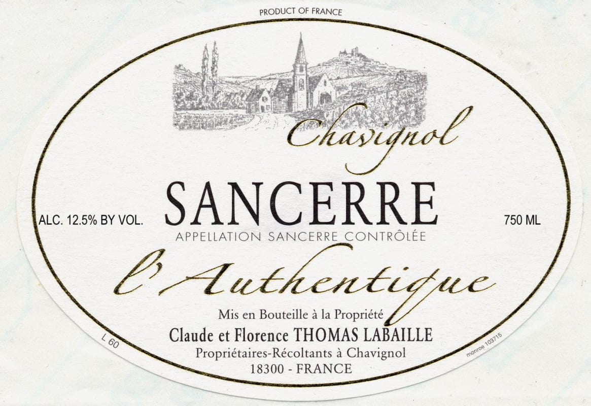 Thomas-Labaille Sancerre L'Authentique 2015 Front Label