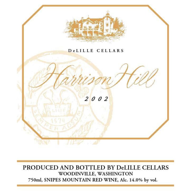 DeLille Harrison Hill Red 2002 Front Label
