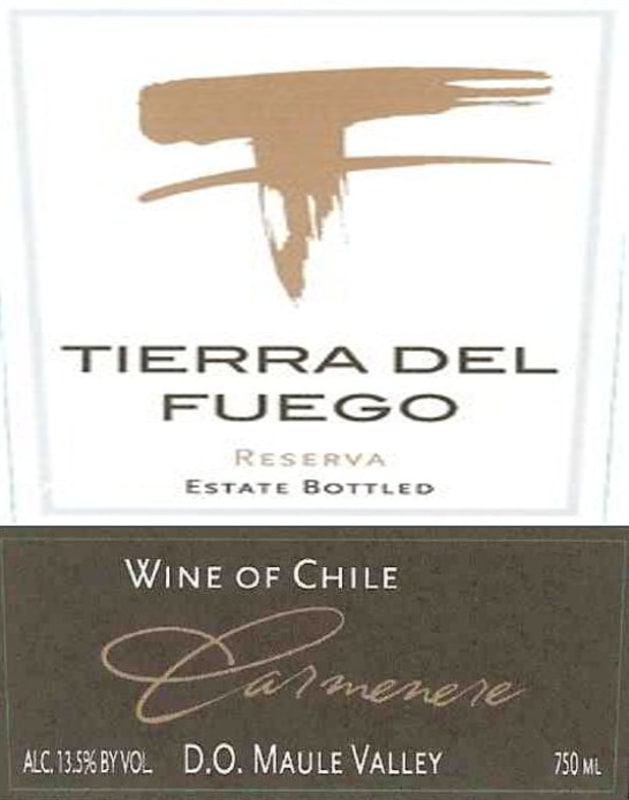 Tierra del Fuego Reserva Carmenere 2005 Front Label