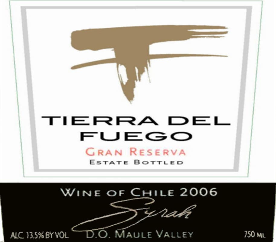 Tierra del Fuego Gran Reserva Syrah 2006 Front Label