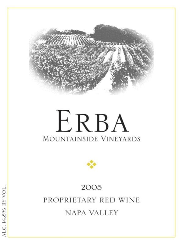 Erba Mountain Vineyards Proprietary Red 2005 Front Label
