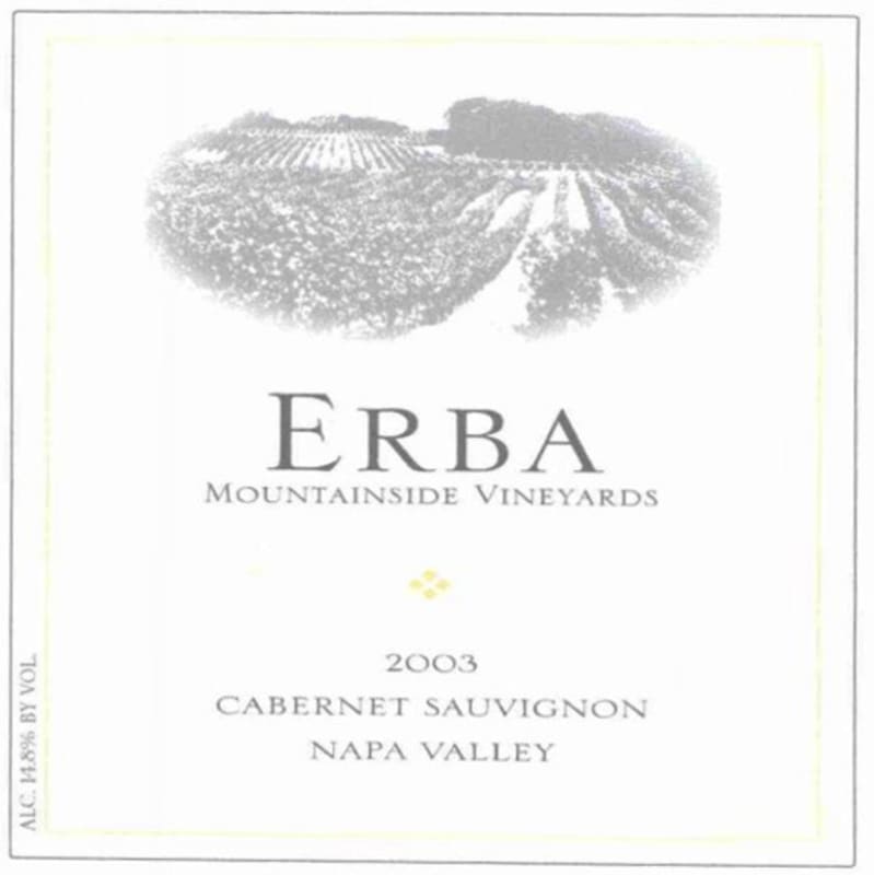 Erba Mountain Vineyards Cabernet Sauvignon 2003 Front Label