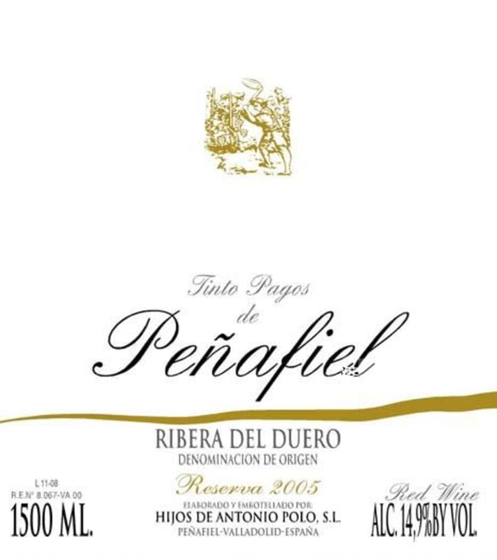 Tintos Pagos de Penafiel Reserva 2005 Front Label