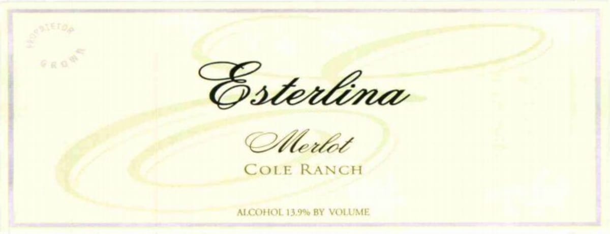 Esterlina Vineyards & Winery Merlot 2013 Front Label