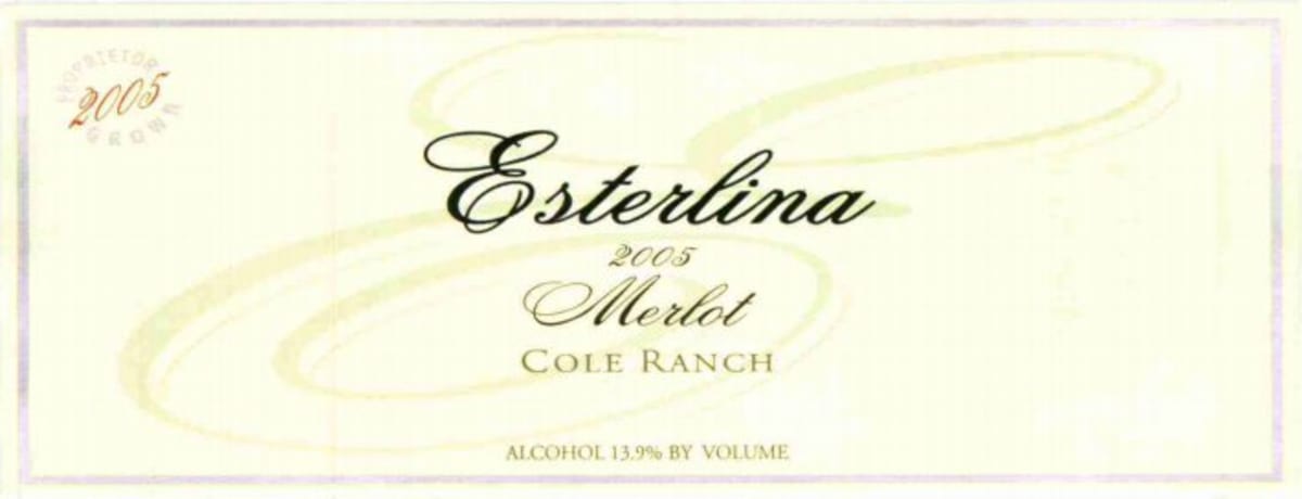 Esterlina Vineyards & Winery Merlot 2005 Front Label