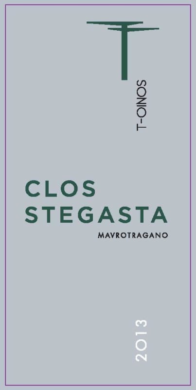 T-Oinos Clos Stegasta Mavrotragano 2013 Front Label