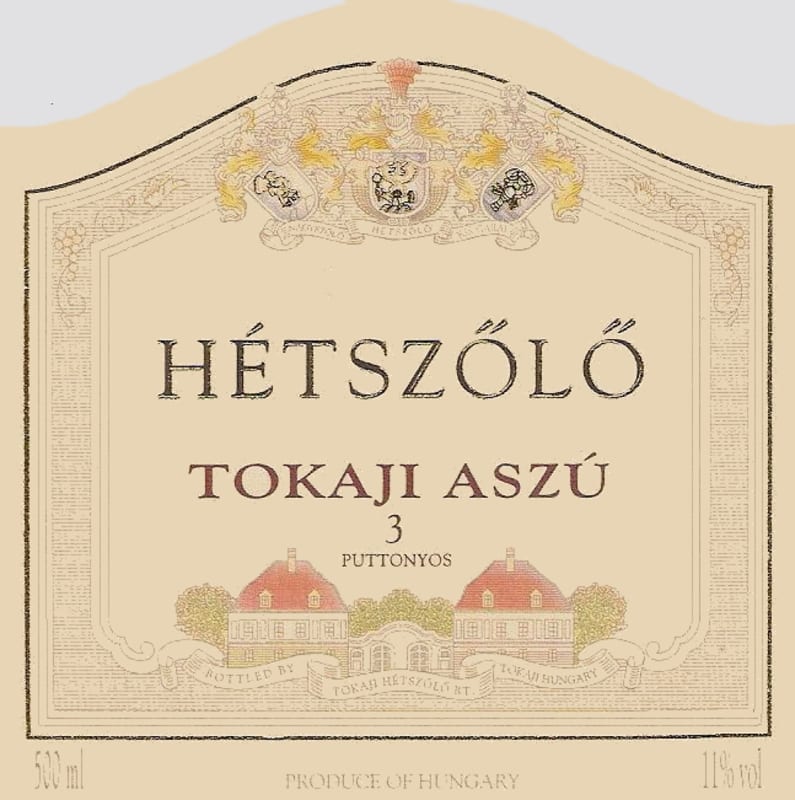 Tokaj Hetszolo Aszu 3 Puttonyos 2004 Front Label