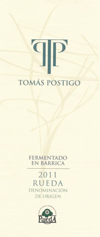 Tomas Postigo Verdejo Fermentado en Barrica 2011 Front Label
