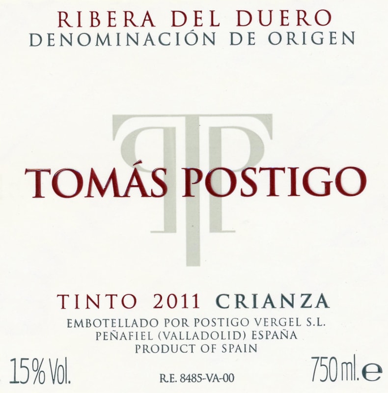 Tomas Postigo Crianza 2011 Front Label