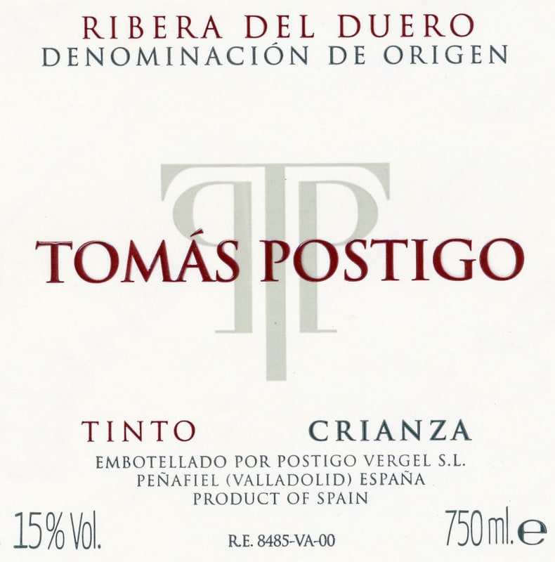Tomas Postigo Crianza 2012 Front Label