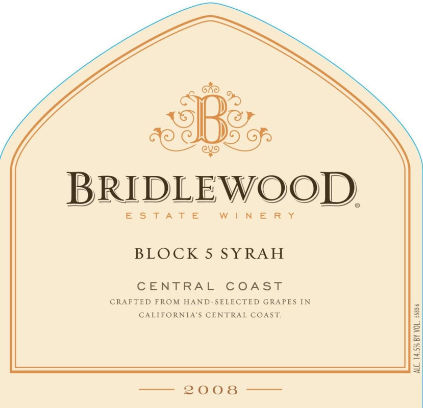 Bridlewood Block 5 Syrah 2008 Front Label