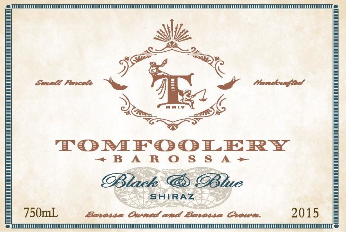 Tomfoolery Wines Black and Blue Shiraz 2015 Front Label