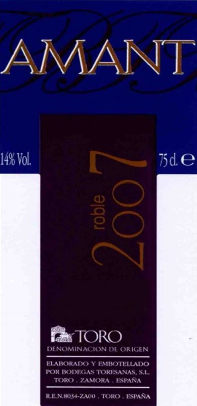 Toresanas Amant Roble 2007 Front Label