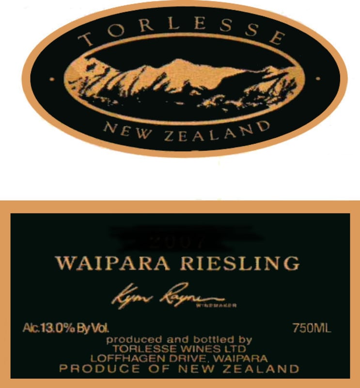 Torlesse Wines Waipara Riesling 2013 Front Label