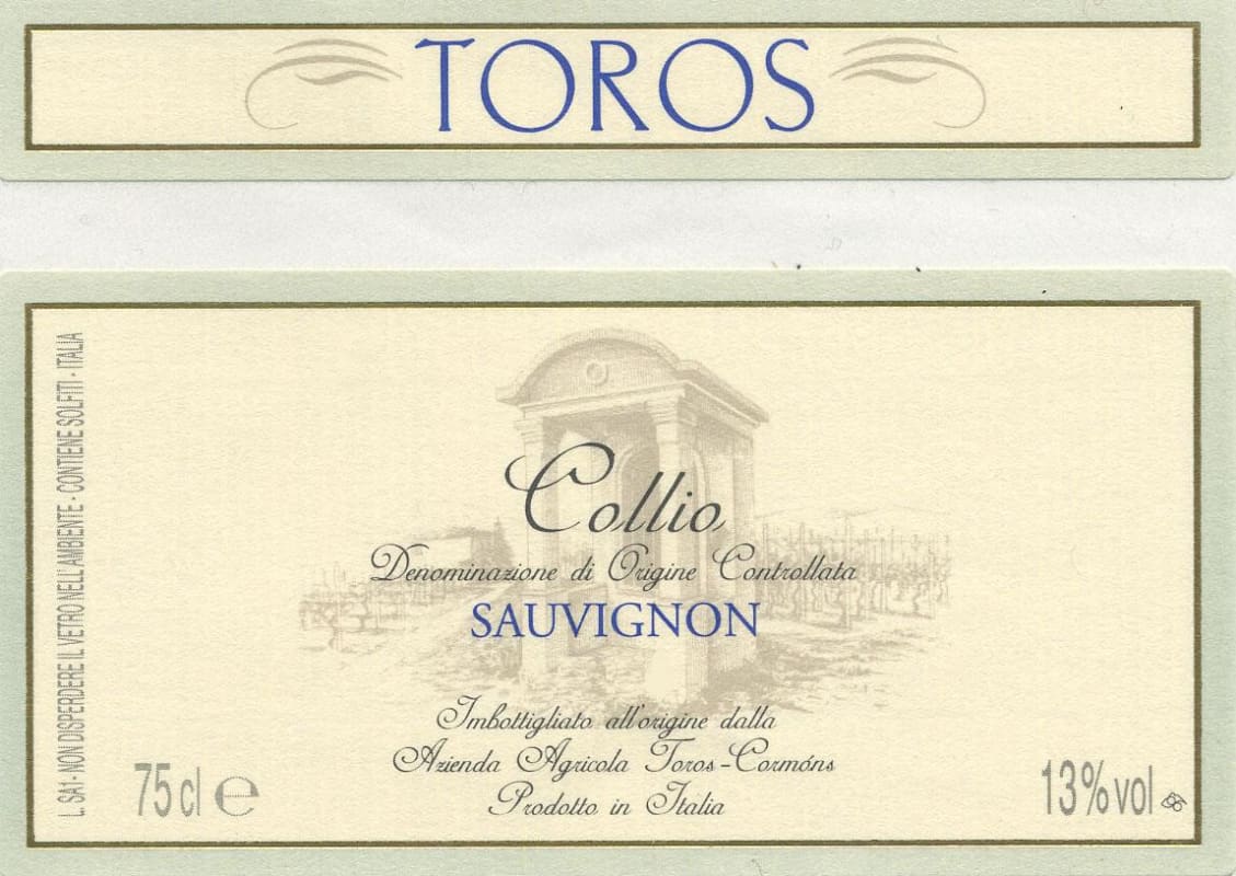 Toros Franco Azienda Agricola Collio Sauvignon 2014 Front Label