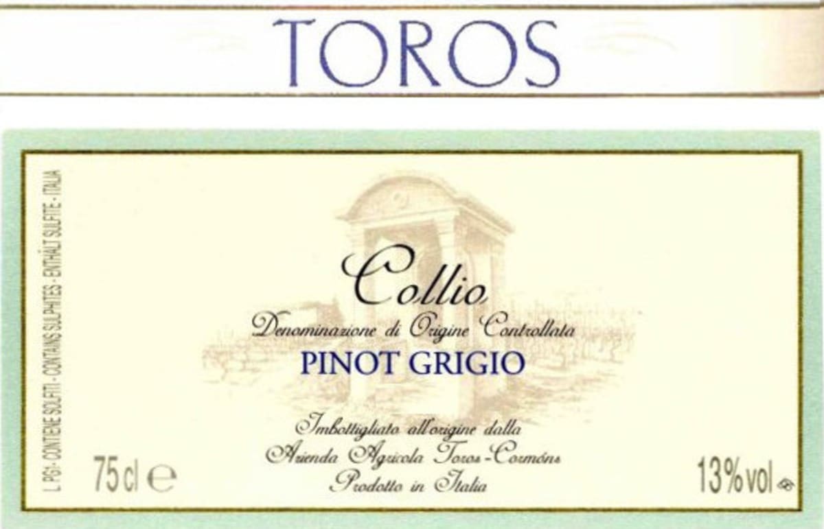 Toros Franco Azienda Agricola Collio Pinot Grigio 2009 Front Label