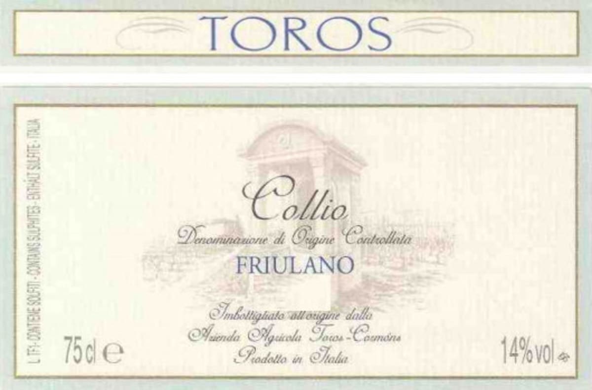 Toros Franco Azienda Agricola Collio Friulano 2011 Front Label