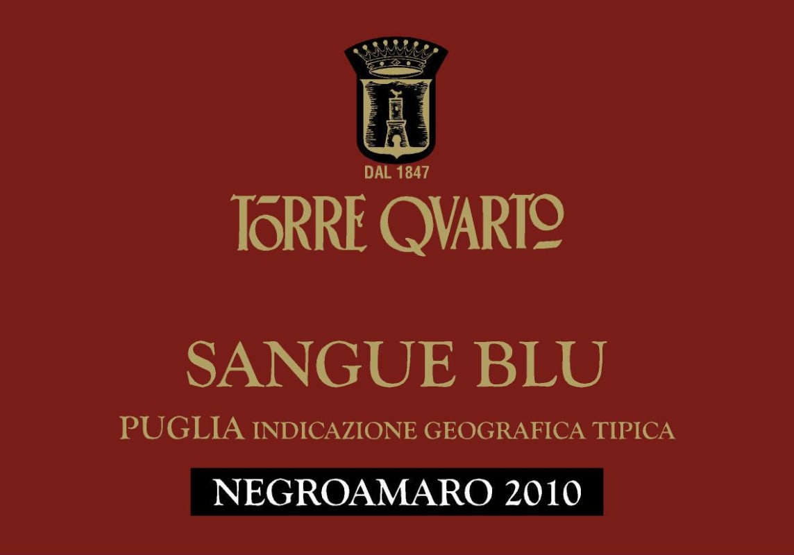 Torre Quarto Sangue Blu Negroamaro 2010 Front Label