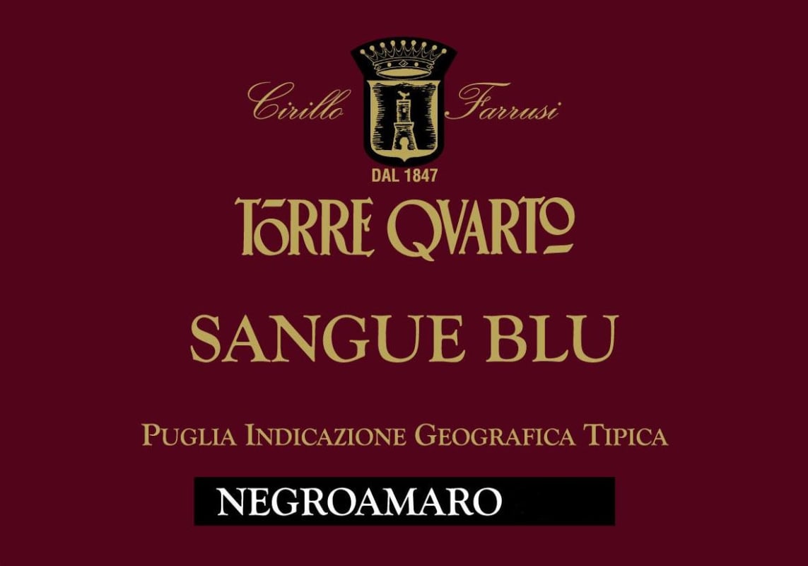 Torre Quarto Sangue Blu Negroamaro 2009 Front Label