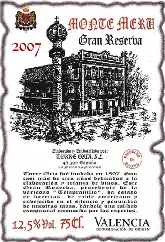 Torreoria Monte Meru Gran Reserva 2007 Front Label