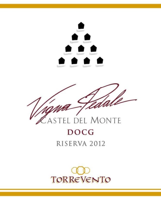 Torrevento Azienda Vinicola Castel del Monte Vigna Pedale Riserva Rosso 2012 Front Label