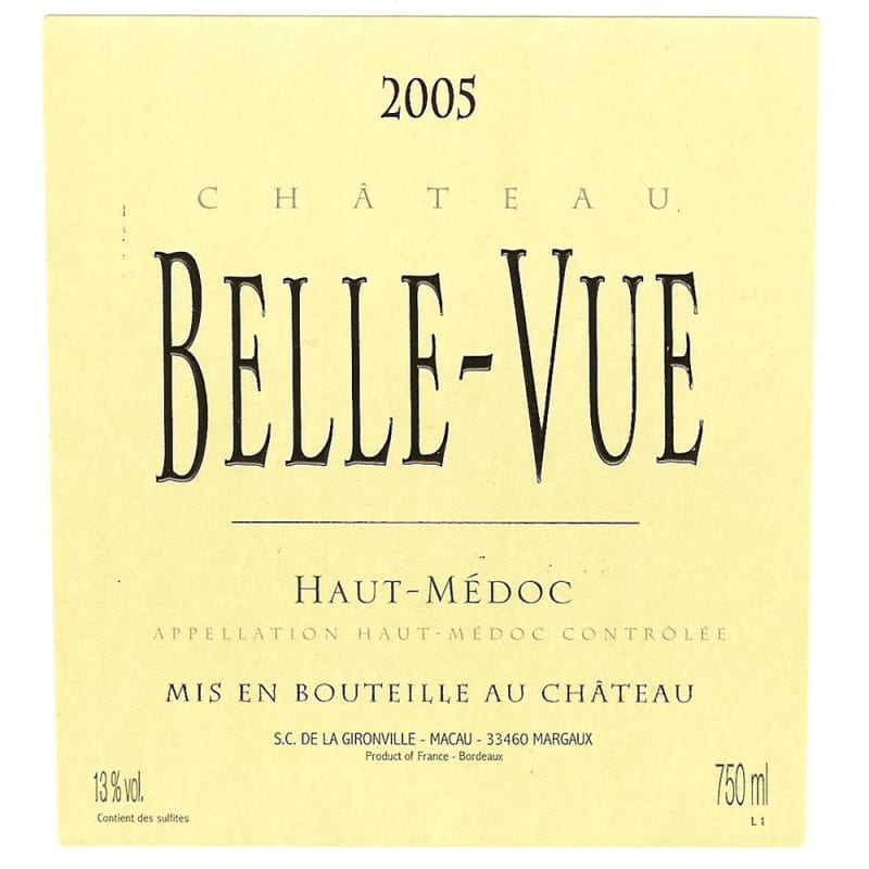 Chateau Belle-Vue 2005 Front Label