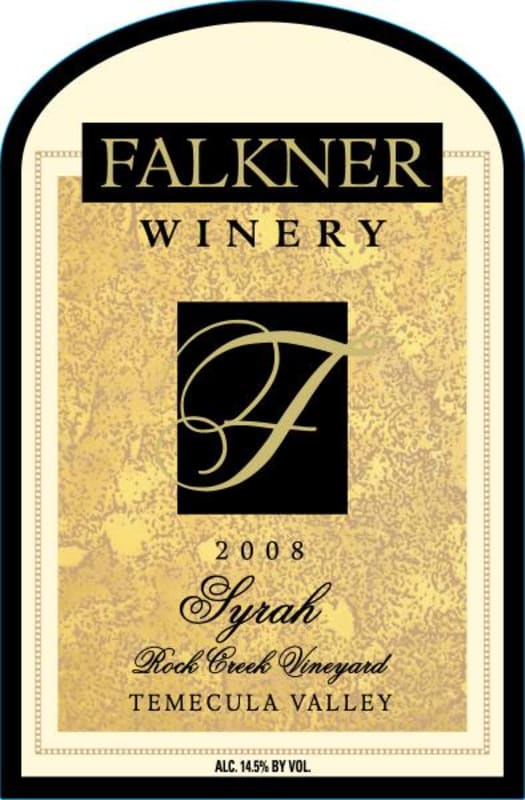 Falkner Winery Rock Creek Vineyard Syrah 2008 Front Label