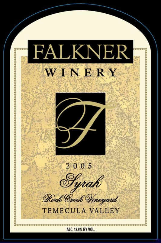 Falkner Winery Rock Creek Vineyard Syrah 2005 Front Label