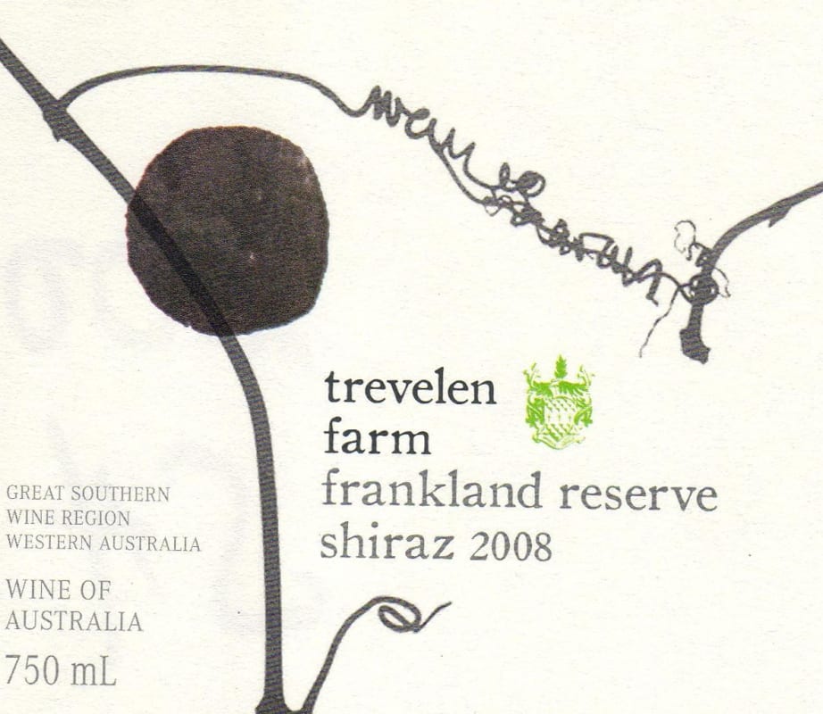 Trevelen Farm Frankland Reserve Shiraz 2008 Front Label