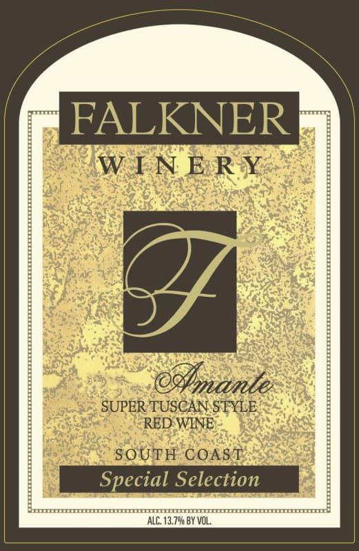 Falkner Winery Amante Super Tuscan Style Red 2005 Front Label