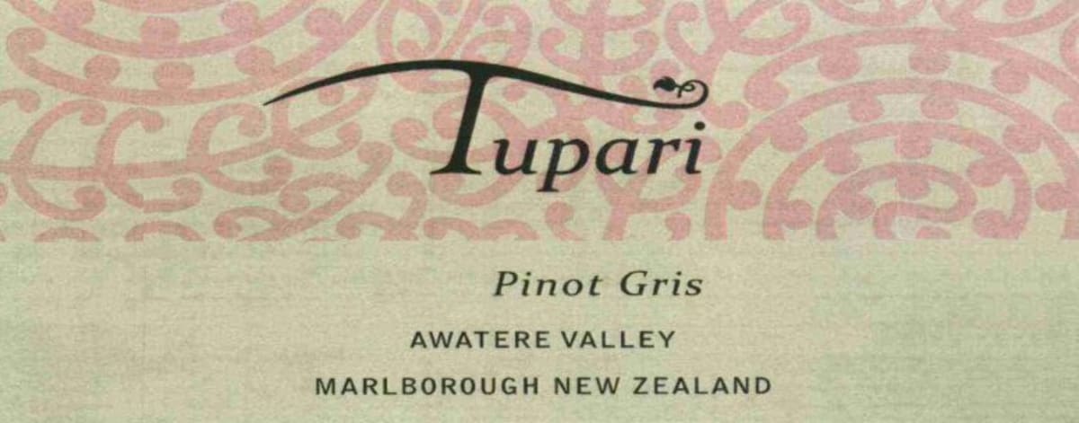Tupari Wines Pinot Gris 2014 Front Label