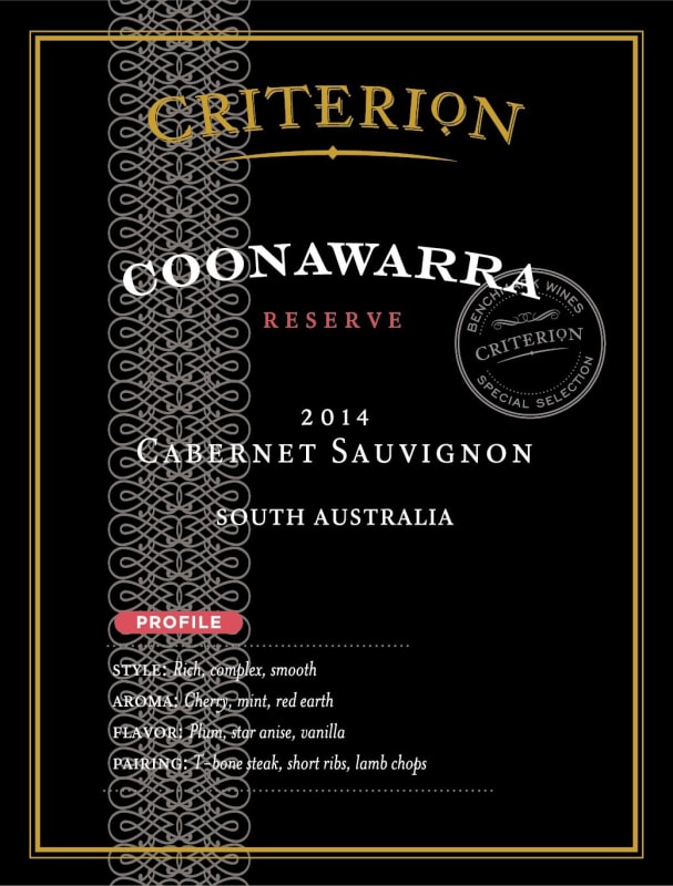 Criterion Coonawarra Reserve Cabernet Sauvignon 2014 Front Label